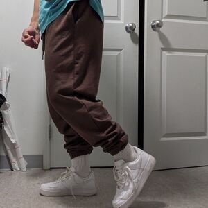 New Men Gymshark Jogger Sweatpants Brown M
